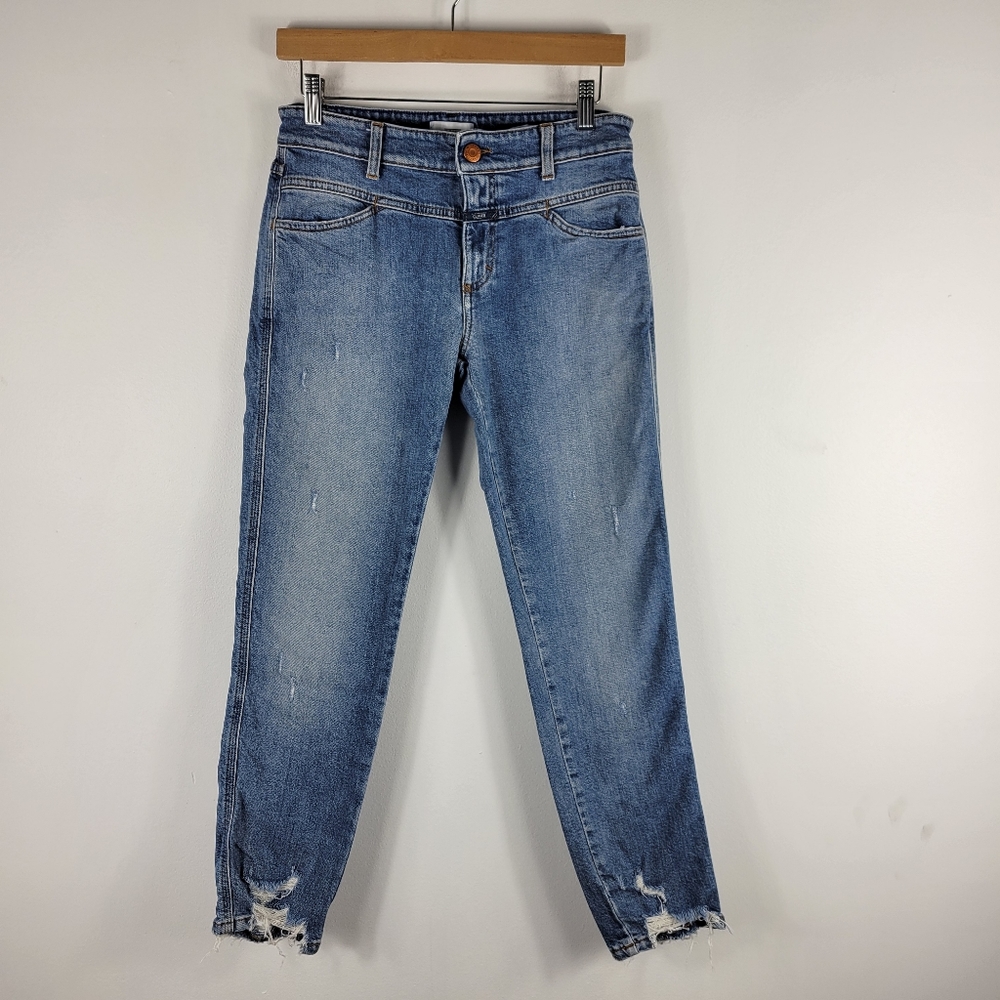 Anthropologie Closed Pedal Queen Mid Rise Slim Straight Raw Hem Ankle Jeans - Picture 2 of 14